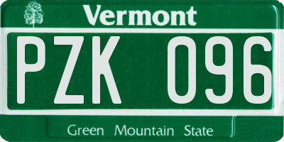 VT license plate PZK096
