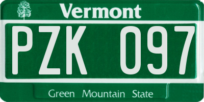 VT license plate PZK097