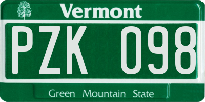VT license plate PZK098