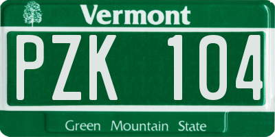 VT license plate PZK104