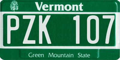 VT license plate PZK107