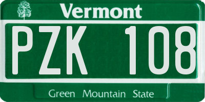 VT license plate PZK108