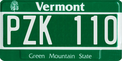 VT license plate PZK110