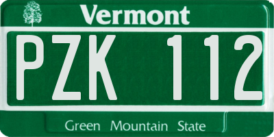 VT license plate PZK112