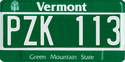 VT license plate PZK113