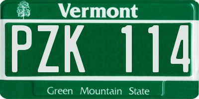 VT license plate PZK114