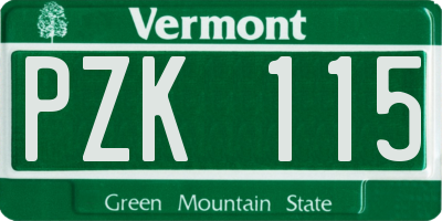 VT license plate PZK115
