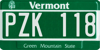 VT license plate PZK118