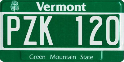 VT license plate PZK120