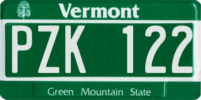 VT license plate PZK122