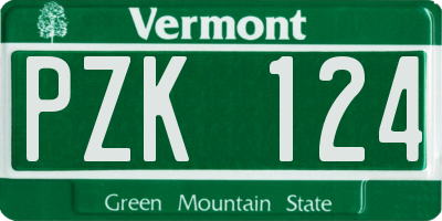 VT license plate PZK124
