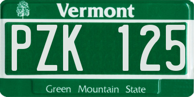 VT license plate PZK125