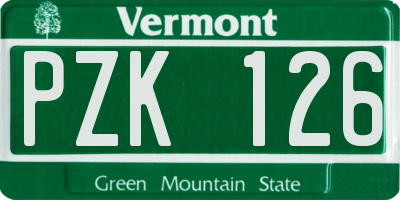 VT license plate PZK126