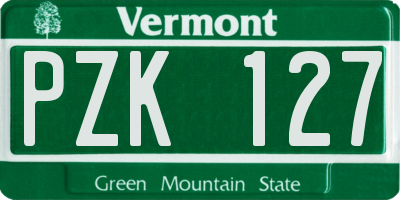 VT license plate PZK127