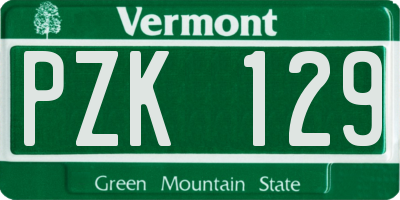 VT license plate PZK129