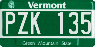 VT license plate PZK135