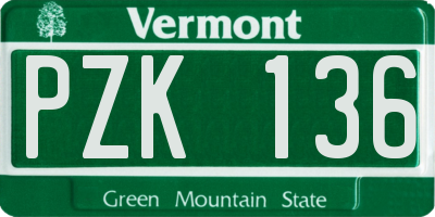 VT license plate PZK136
