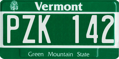 VT license plate PZK142