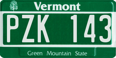 VT license plate PZK143