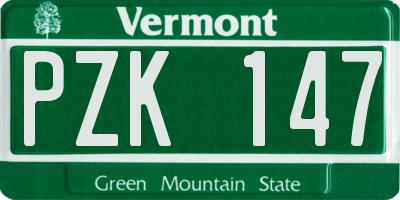 VT license plate PZK147