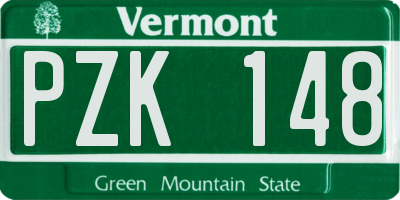 VT license plate PZK148