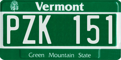 VT license plate PZK151