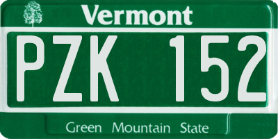 VT license plate PZK152