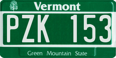 VT license plate PZK153