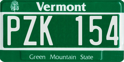 VT license plate PZK154