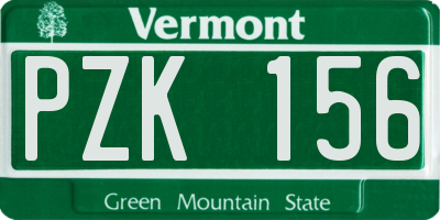 VT license plate PZK156