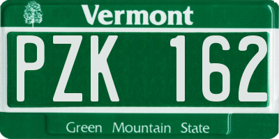 VT license plate PZK162