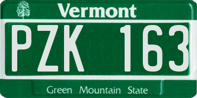 VT license plate PZK163