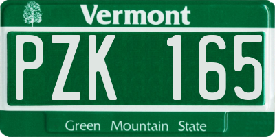 VT license plate PZK165