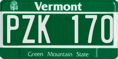 VT license plate PZK170