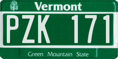 VT license plate PZK171