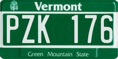 VT license plate PZK176