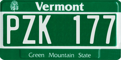 VT license plate PZK177