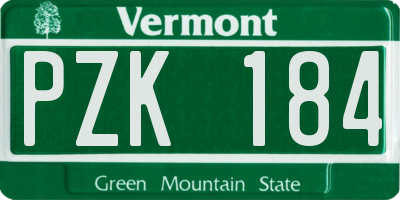 VT license plate PZK184
