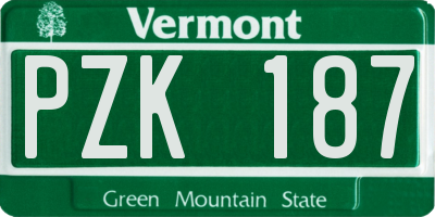 VT license plate PZK187