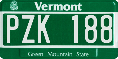 VT license plate PZK188