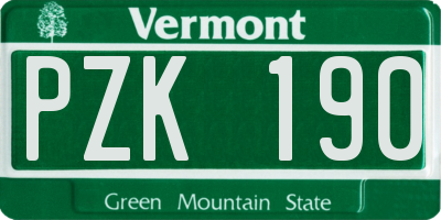 VT license plate PZK190