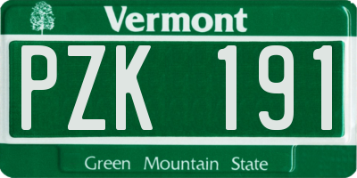 VT license plate PZK191