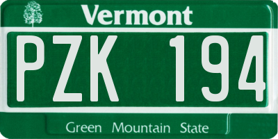 VT license plate PZK194