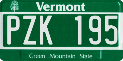 VT license plate PZK195