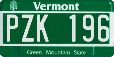 VT license plate PZK196