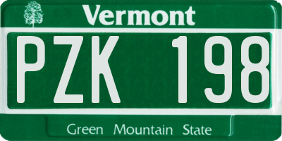 VT license plate PZK198