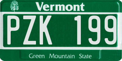 VT license plate PZK199