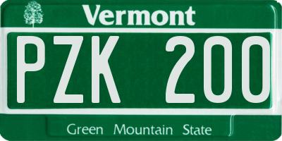 VT license plate PZK200