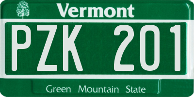 VT license plate PZK201