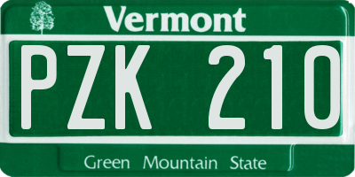 VT license plate PZK210